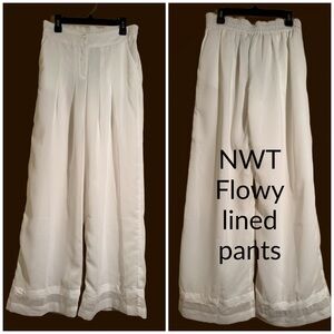 NWT ethnic semi sheer wide-leg pants